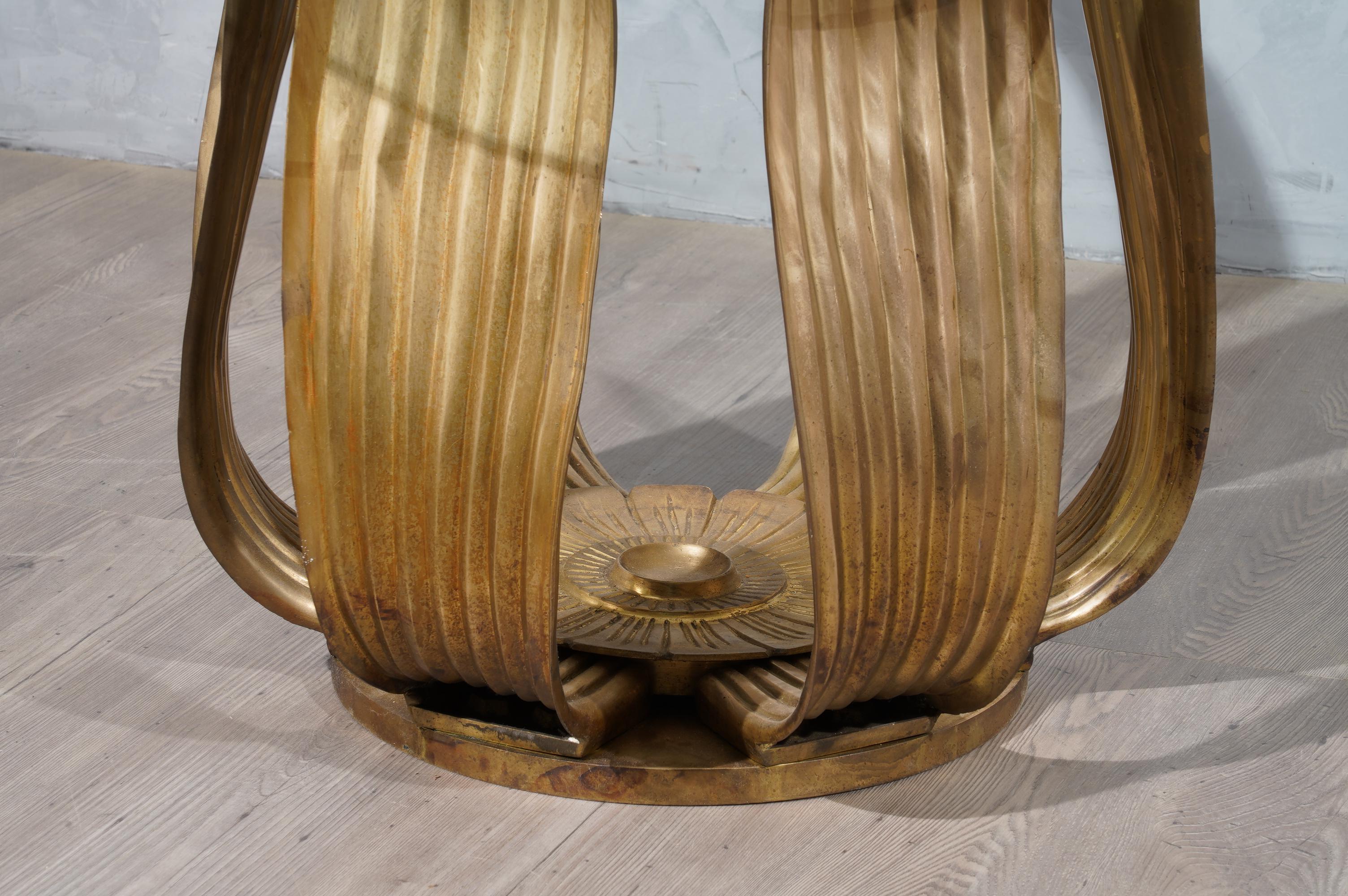 Mid-20th Century Midcentury Round Brass and Glass of Italian School Table, 1960