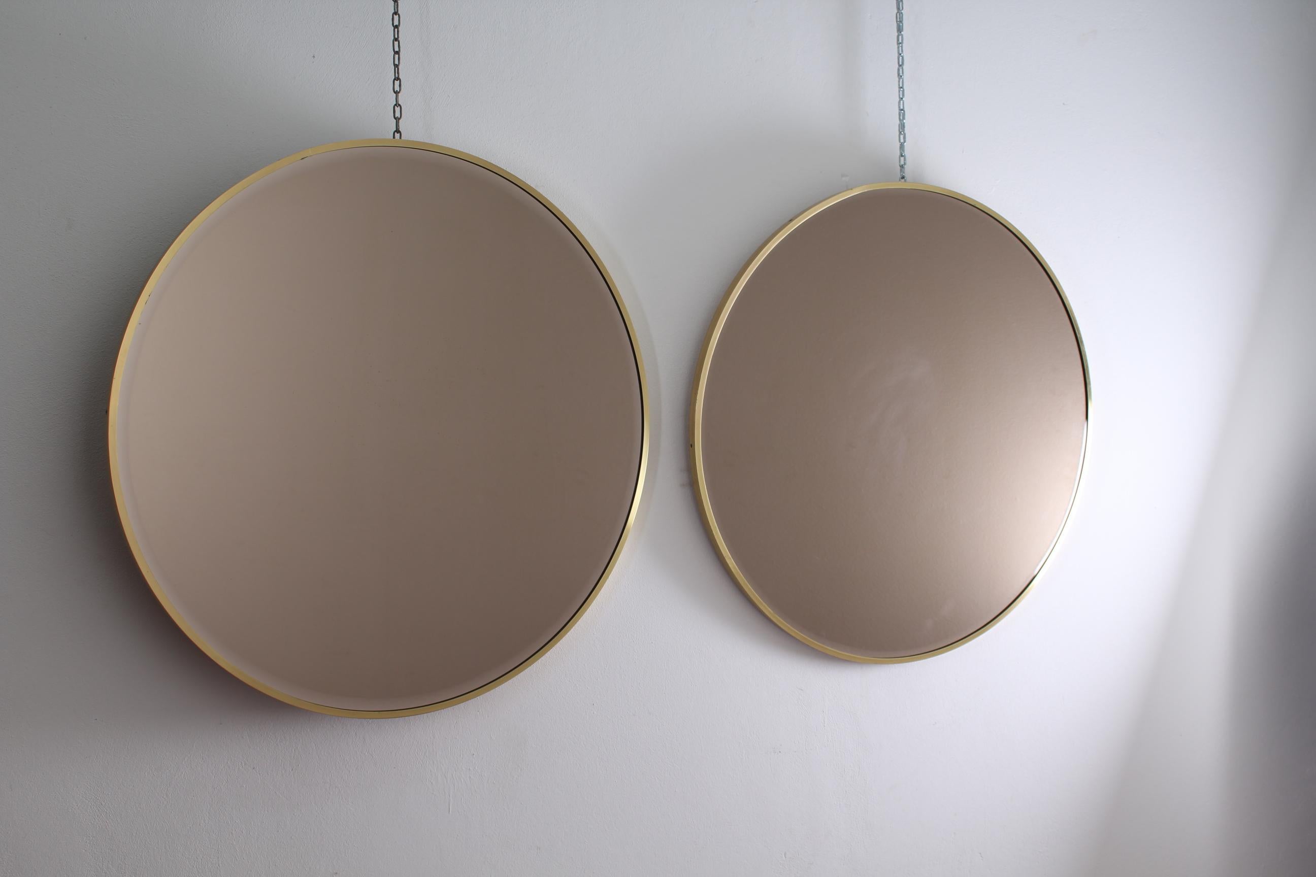 Mid-Century Gio' Ponti Round Brass and Glass Pair of Mirrors, Italy 1960s In Good Condition In Palermo, IT
