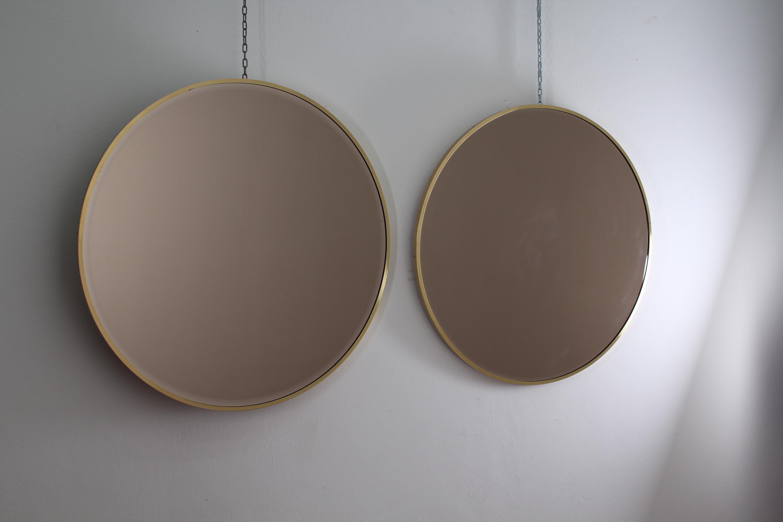 Mid-20th Century Mid-Century Gio' Ponti Round Brass and Glass Pair of Mirrors, Italy 1960s