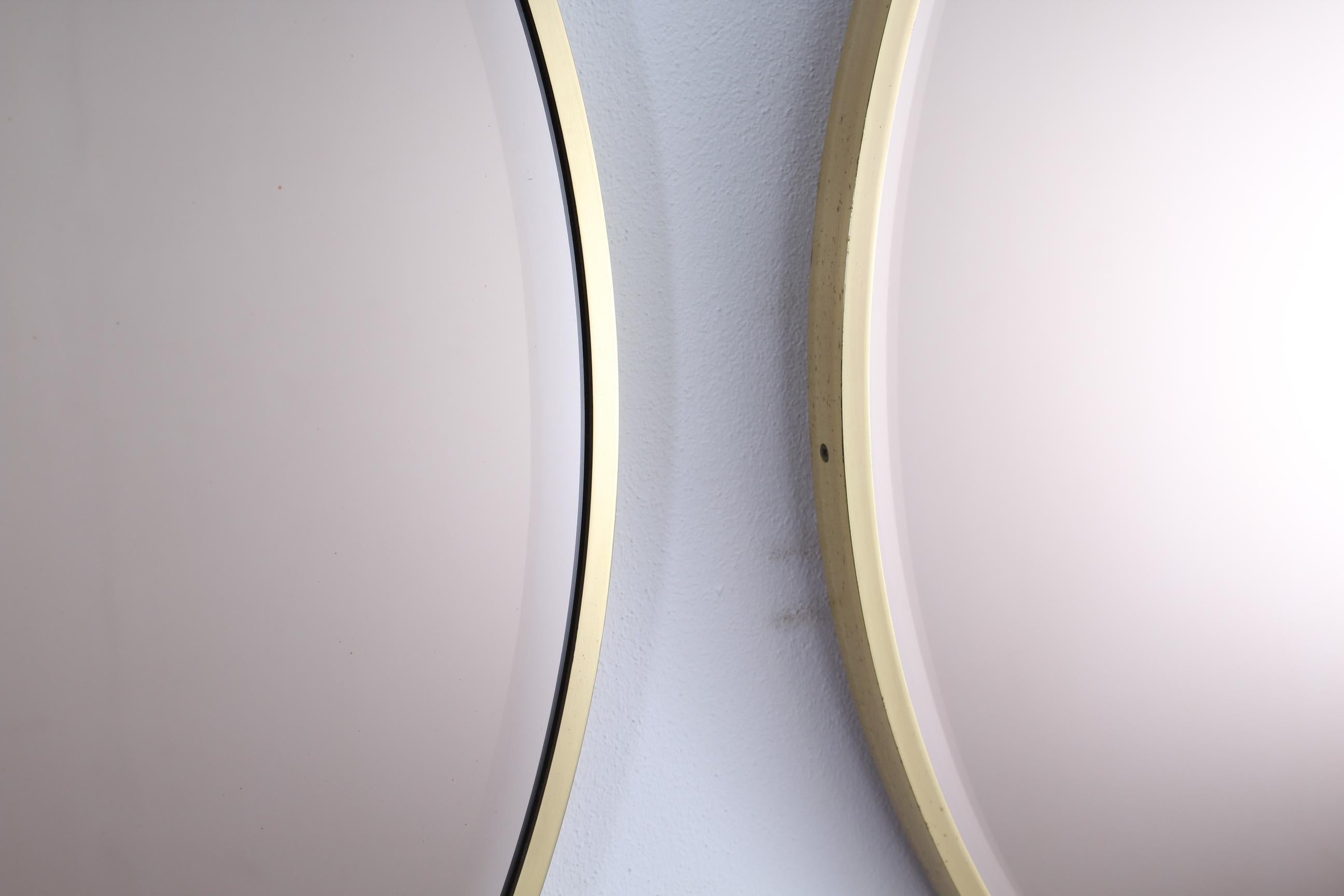 Mid-Century Gio' Ponti Round Brass and Glass Pair of Mirrors, Italy 1960s 3