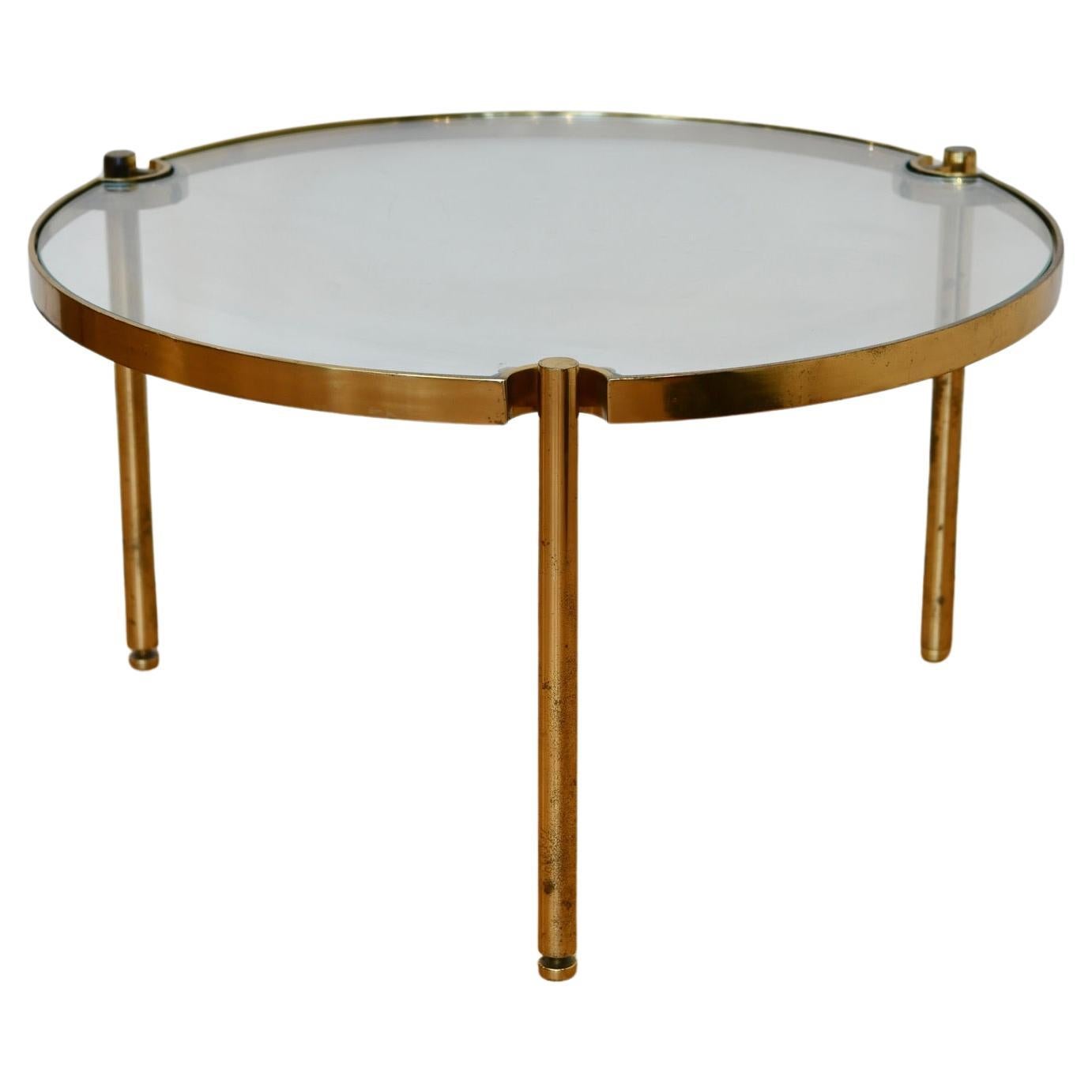 Midcentury Round Brass Coffee Table For Sale