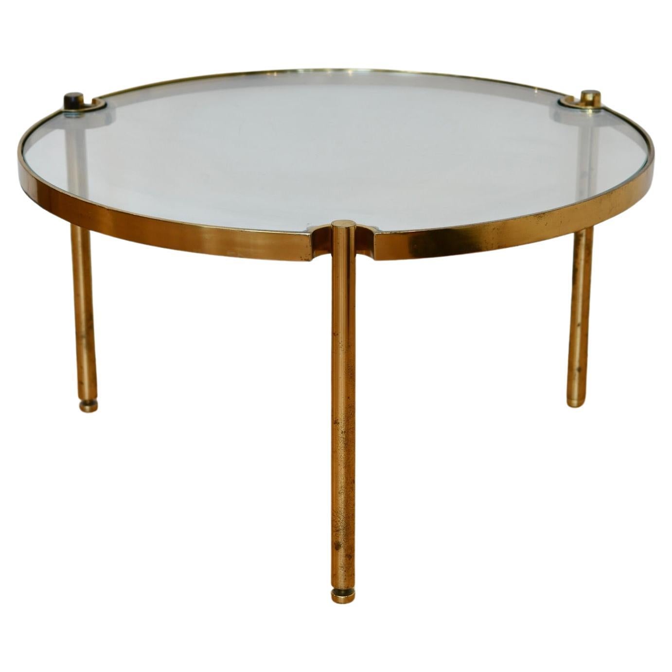 Midcentury Round Brass Coffee Table