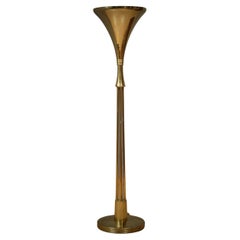 Retro MidCentury Round Brass Italian Manufacturing Floor Lamp, 1980