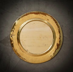 Specchio da parete italiano rotondo in ottone del MidCentury, 1970