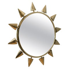 MidCentury Round Brass Italian Wall Mirror, 1970