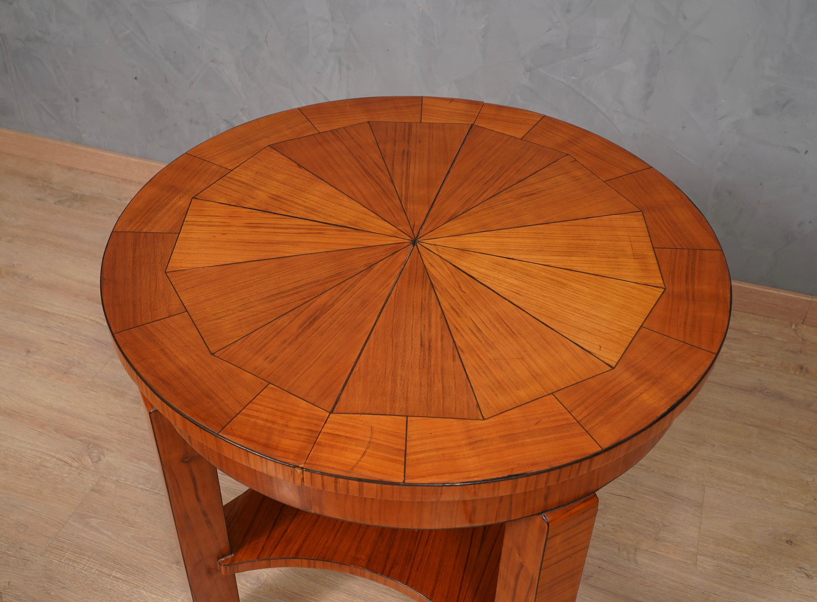Mid-Century Modern MidCentury Round Cherry Wood Game Side Table, 1950 For Sale