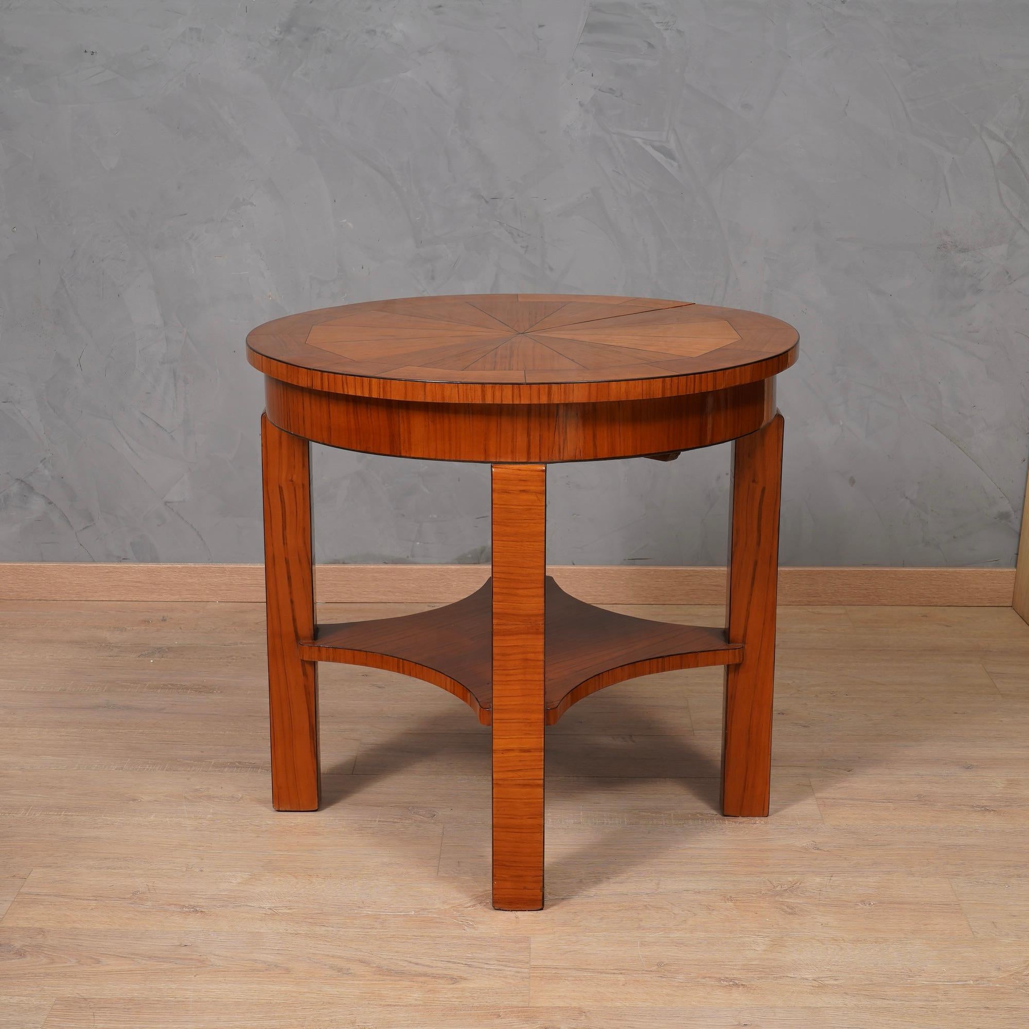 MidCentury Round Cherry Wood Game Side Table, 1950 For Sale 3