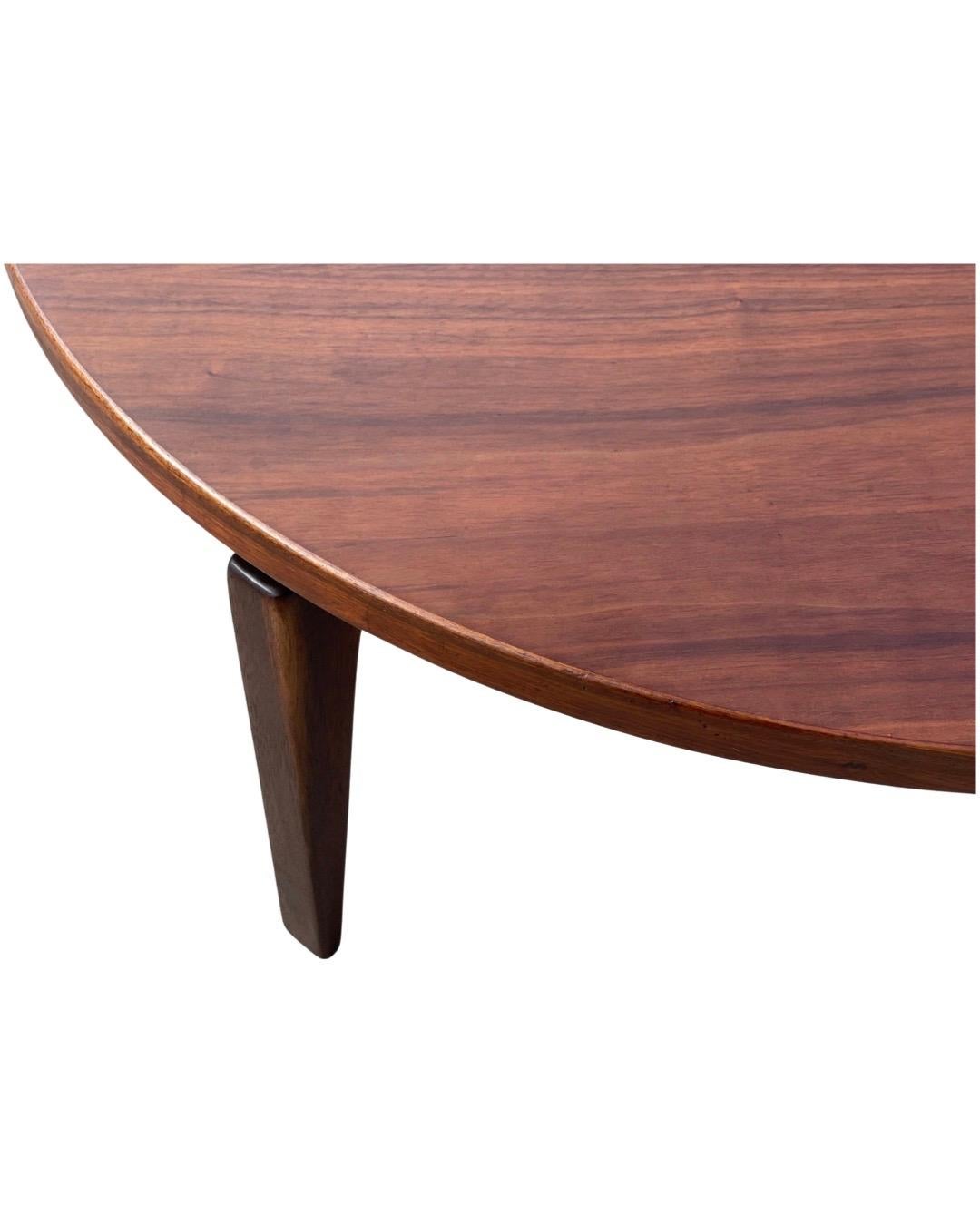 North American Midcentury Round Coffee Table by Jens Risom in Walnut, Rotating Lazy Susan