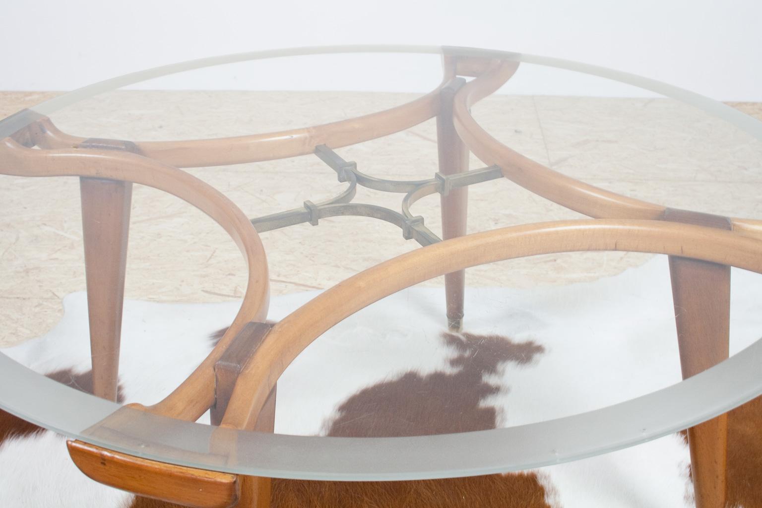 Mid-20th Century Midcentury Round Coffee Table in Glass and Oak by William Watting for Fristho For Sale