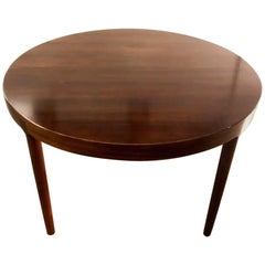 Midcentury Round Danish Rosewood Dining Table with Two Leafs
