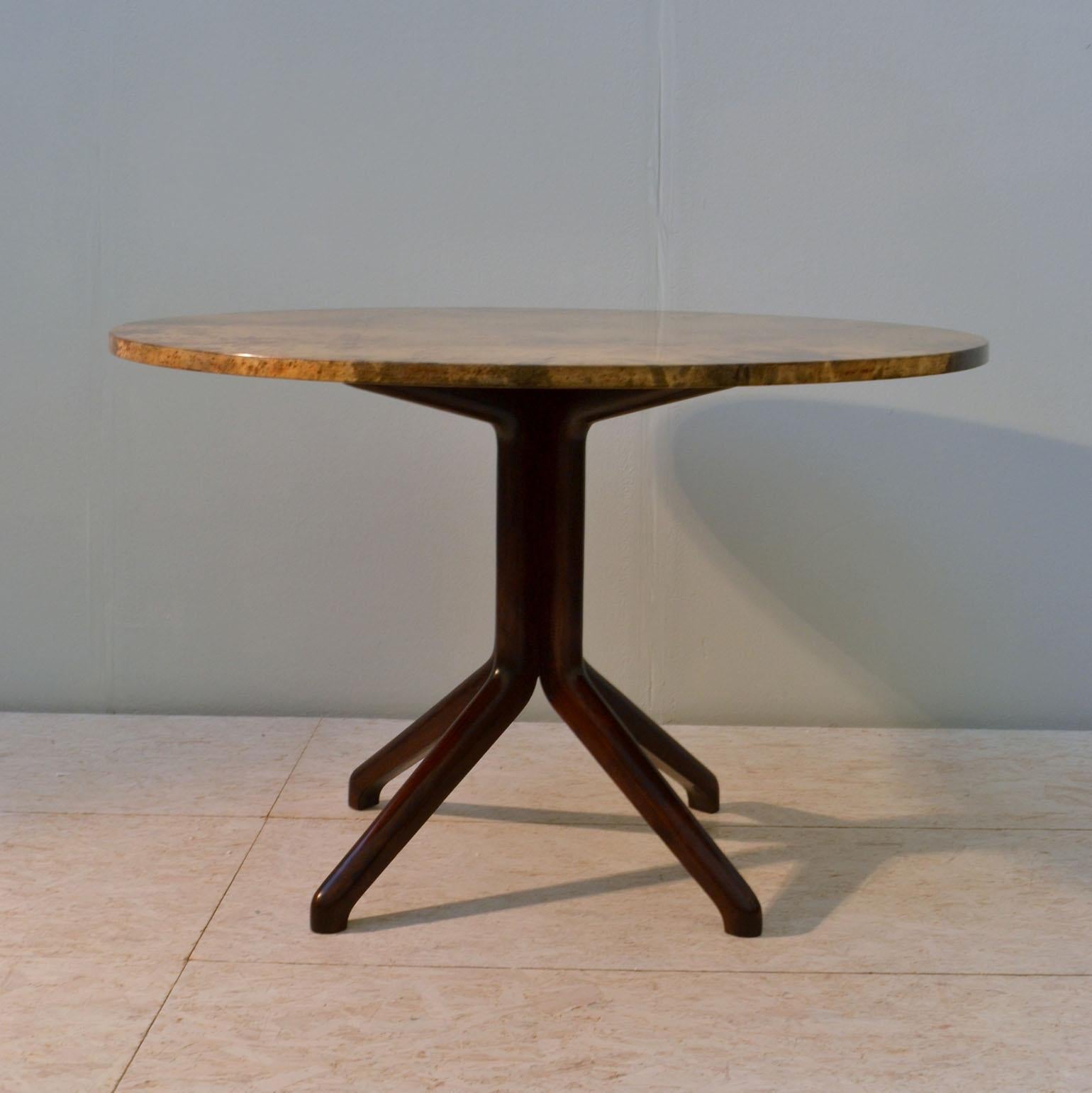Mid-20th Century Dining Table by Aldo Tura, Parchment Top and Ebonized Wood Base