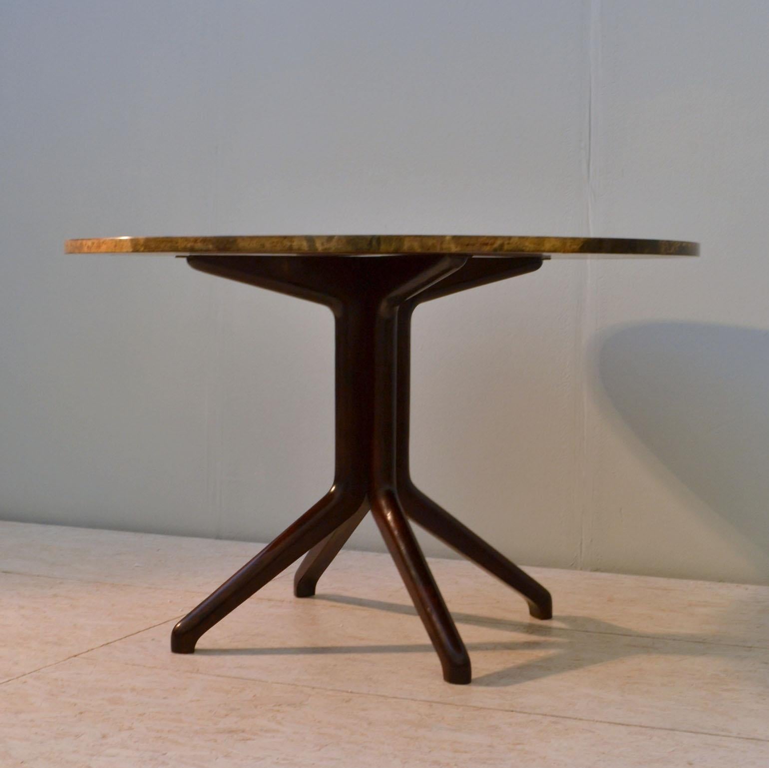 Dining Table by Aldo Tura, Parchment Top and Ebonized Wood Base 1