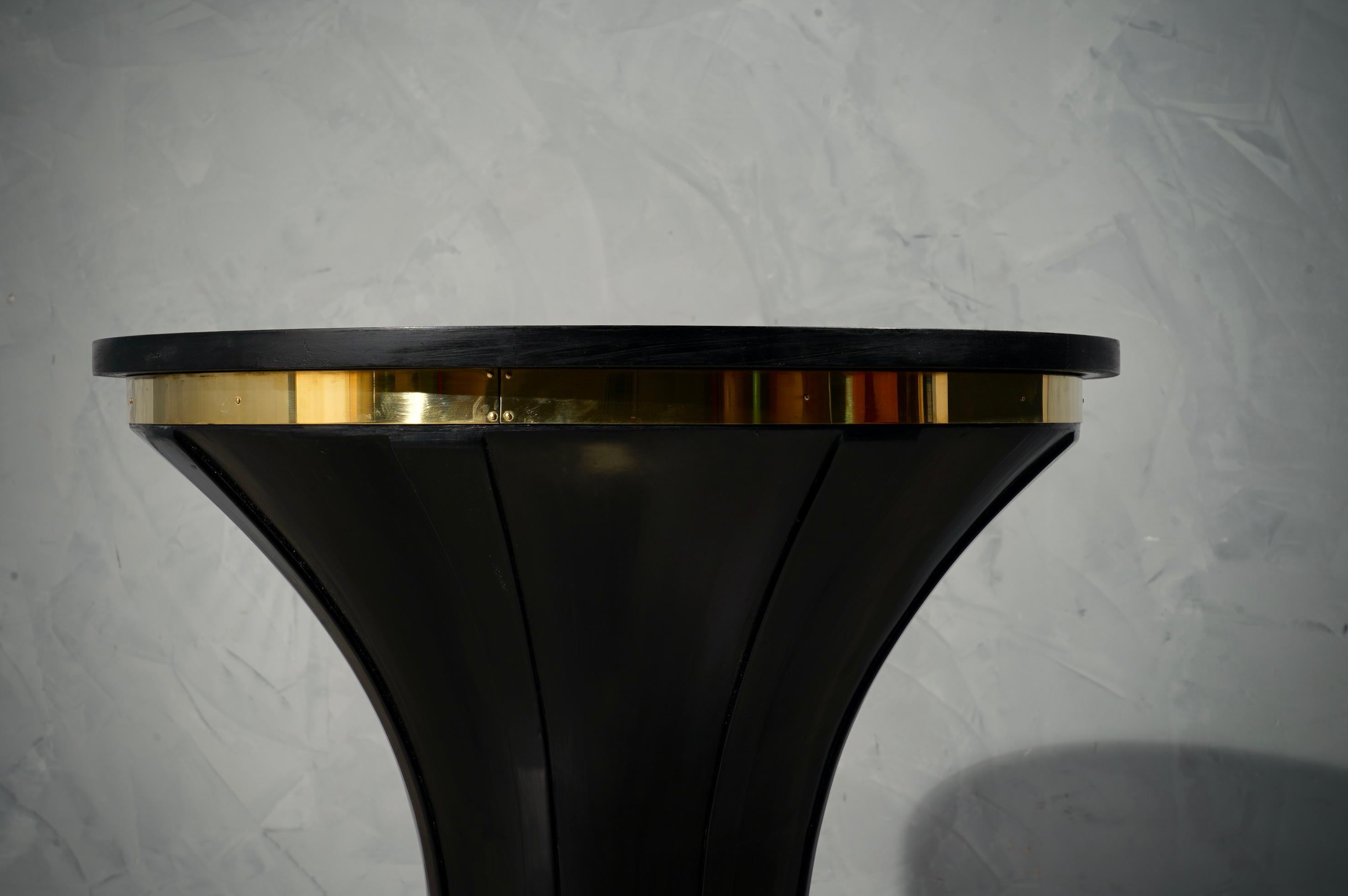 Midcentury Round Goatskin and Brass Side Table, 1940 1