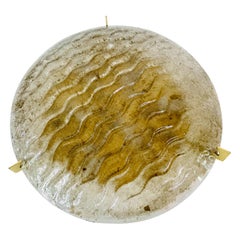 Midcentury Round Ice Glass Flush Mount by Kaiser, 1960s