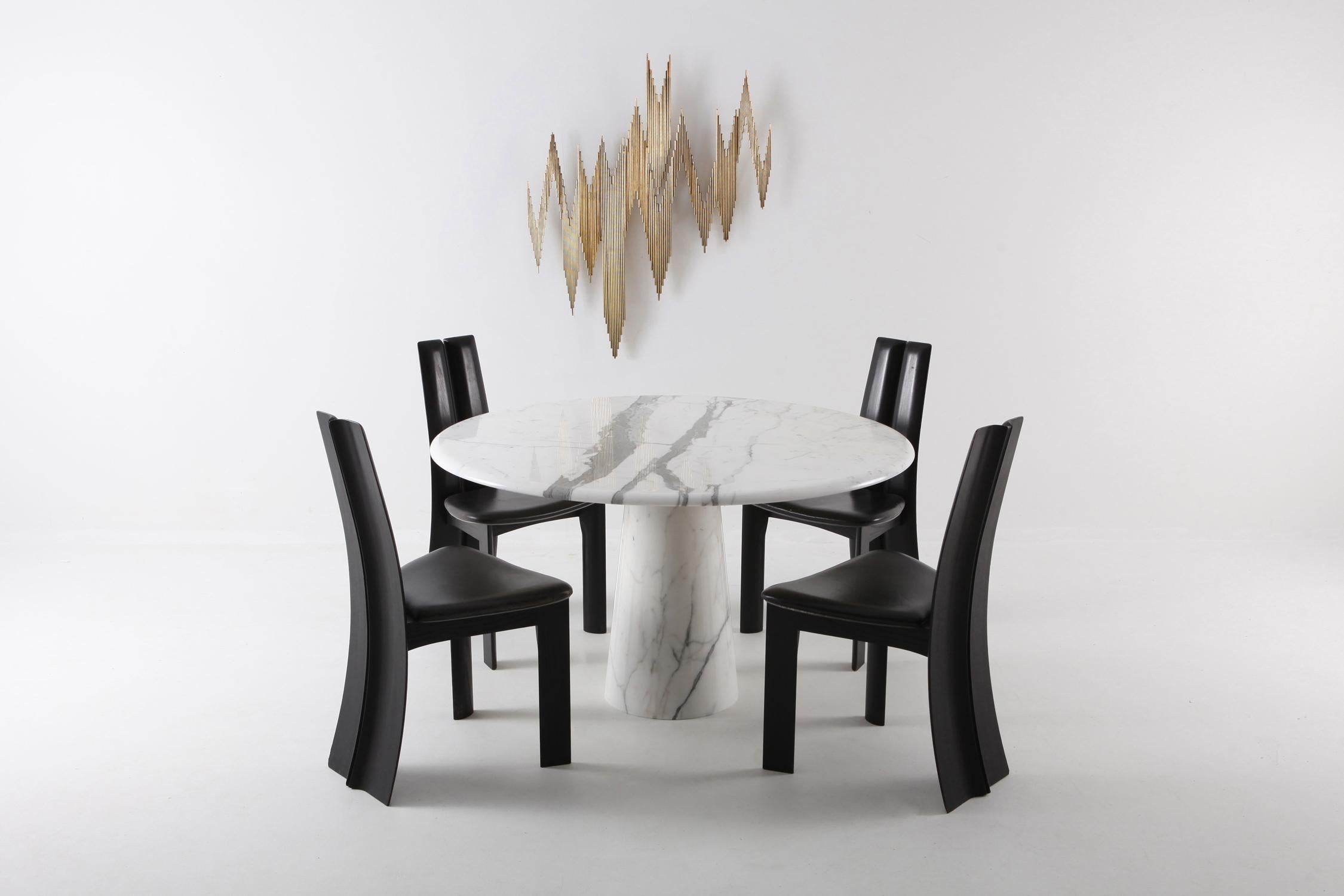 Midcentury Round Italian Carrara Marble Dining Table 7