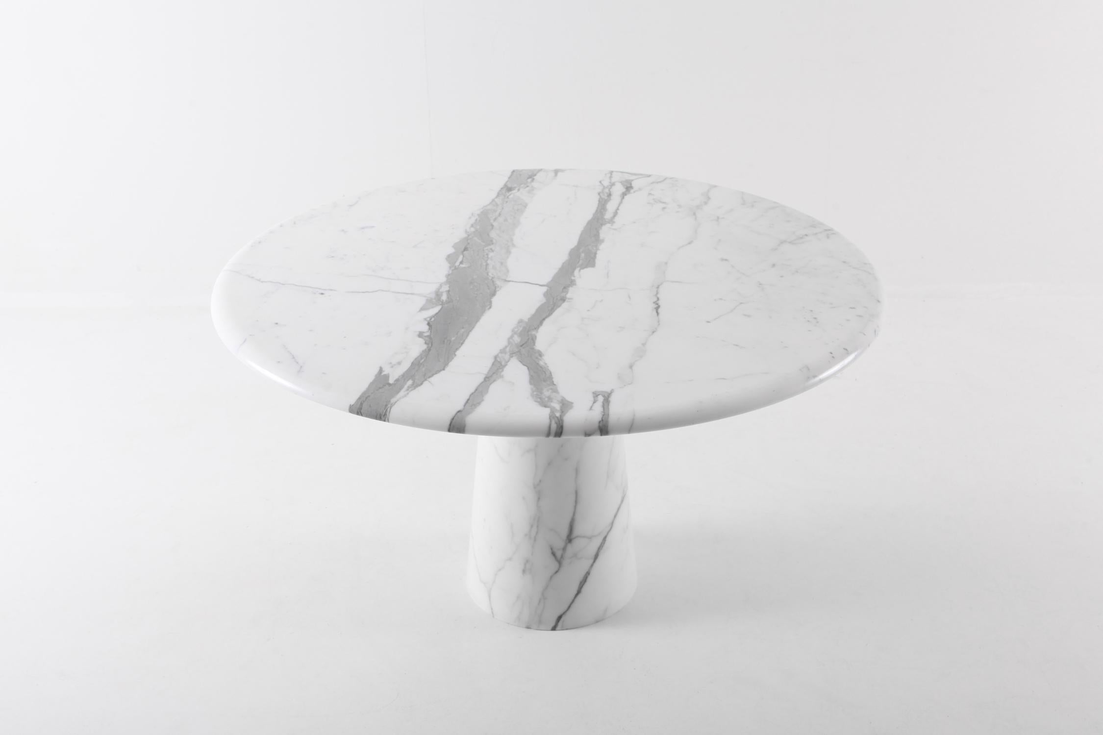Mid-Century Modern Midcentury Round Italian Carrara Marble Dining Table