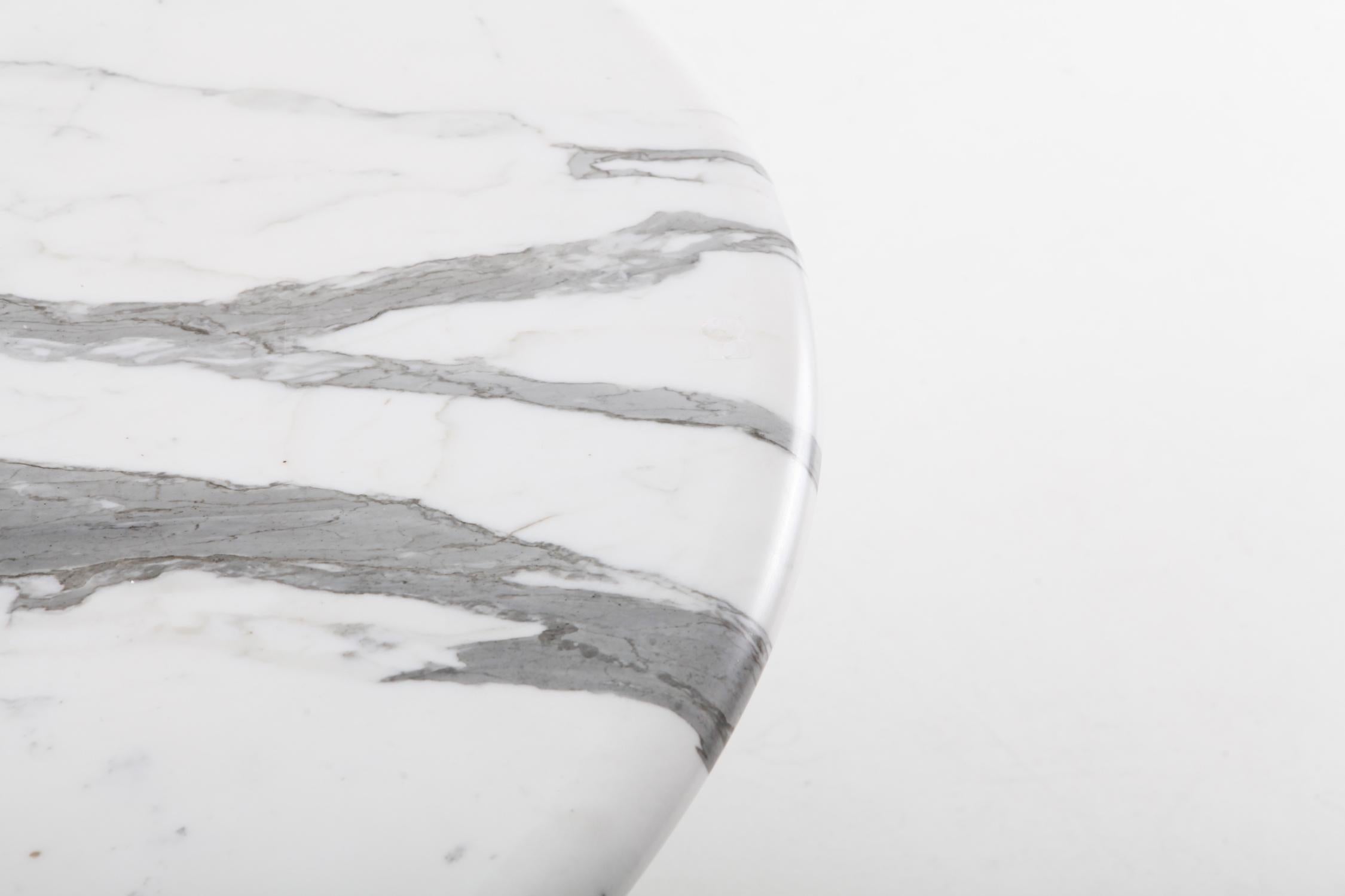 Midcentury Round Italian Carrara Marble Dining Table 1