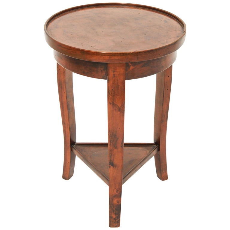 Midcentury Round Low Walnut Side Table at 1stDibs