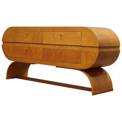 Midcentury Round Maple Wood Commodes, 1980