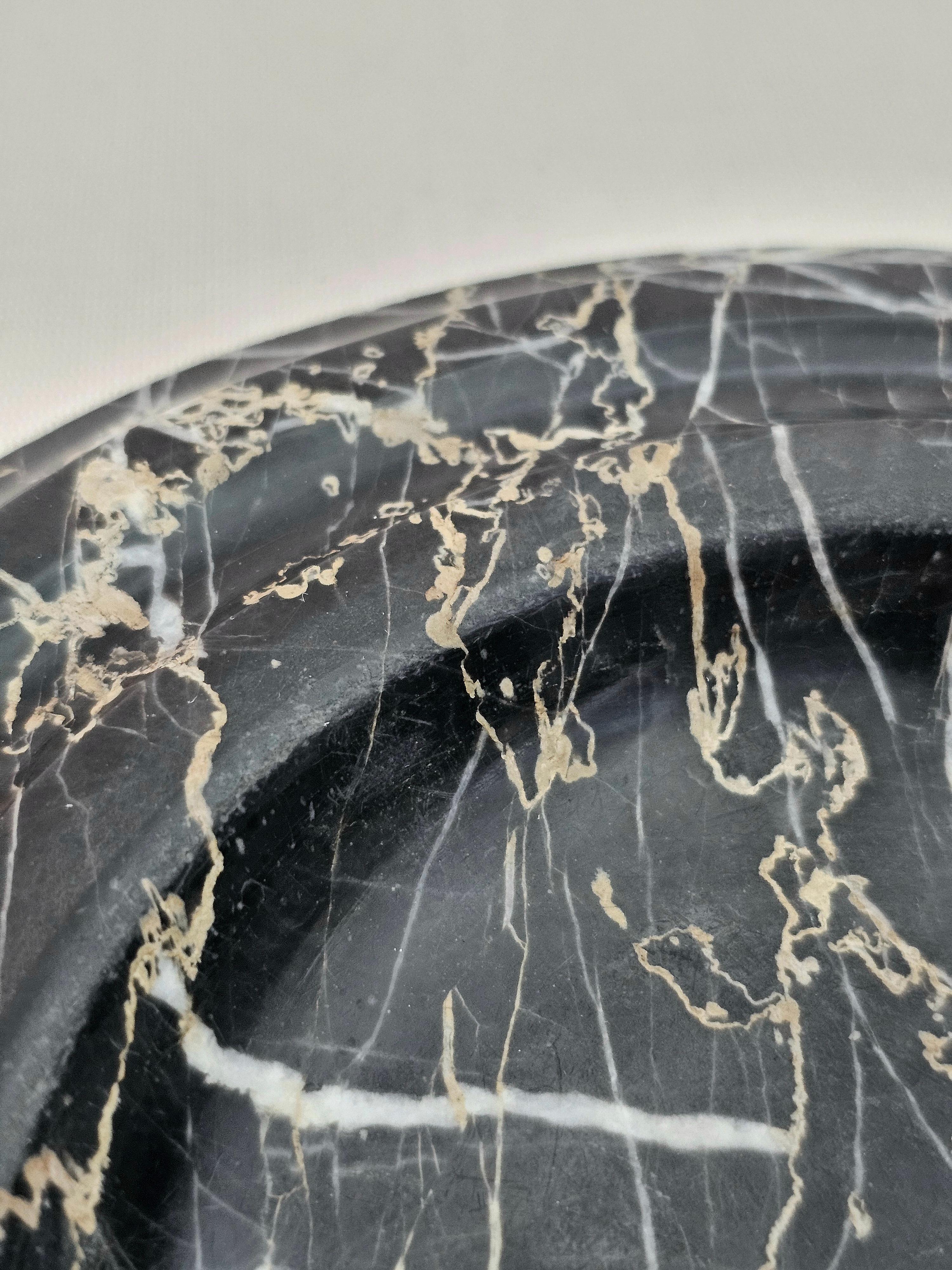 Bowl or Ashtray Italian marble Nero Marquita are in the style of Sergio Asti or Mangiarotti. Beautiful and simple in design, these geometric shapes in rich Italian black marble are perfect for minimal decor. Please watch the video and photos