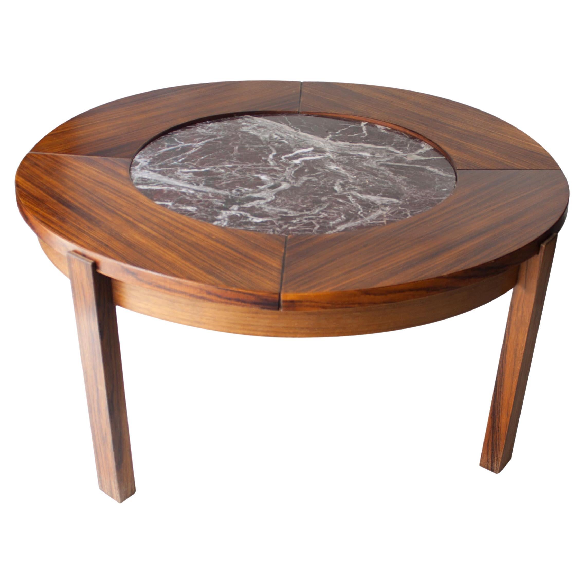 Midcentury Round Marble French Coffee Table, France, 1970