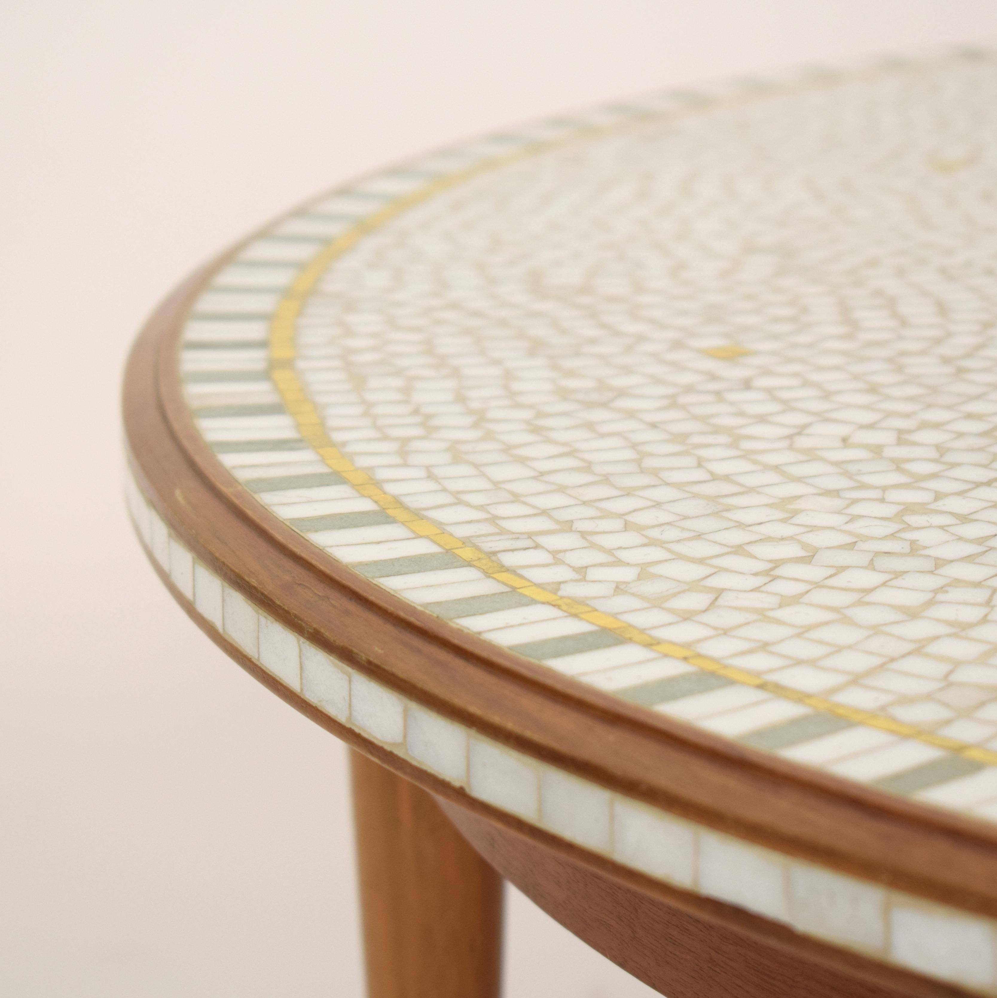 Mid-Century Modern Midcentury Round Mosaic Coffee Table by Berthold Müller with Walnut Base, 1960s