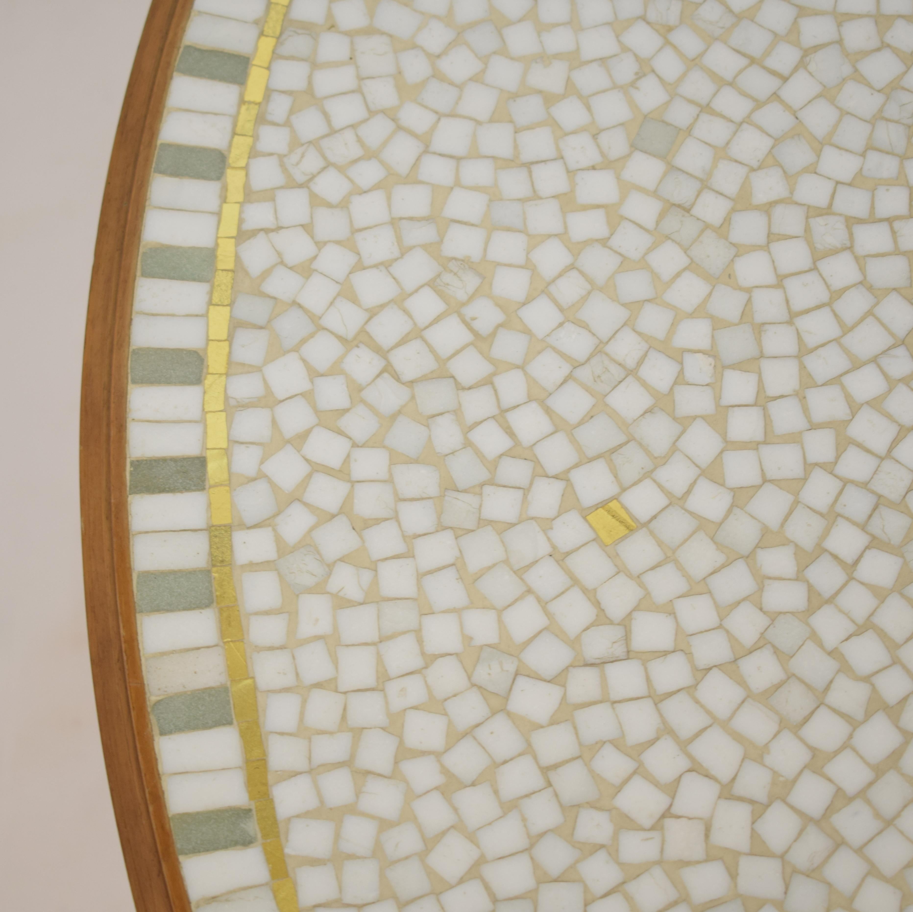 German Midcentury Round Mosaic Coffee Table by Berthold Müller with Walnut Base, 1960s