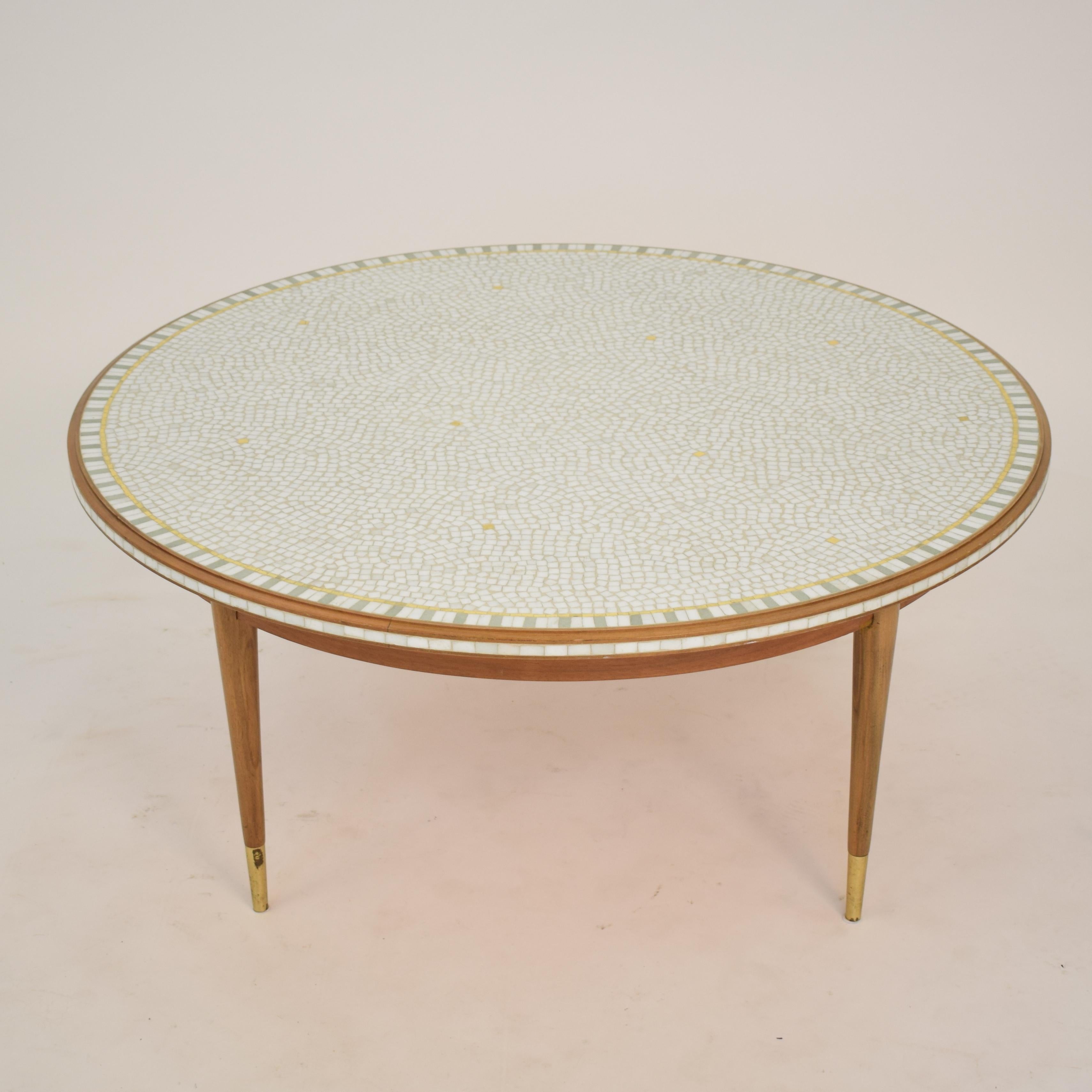 Mid-20th Century Midcentury Round Mosaic Coffee Table by Berthold Müller with Walnut Base, 1960s