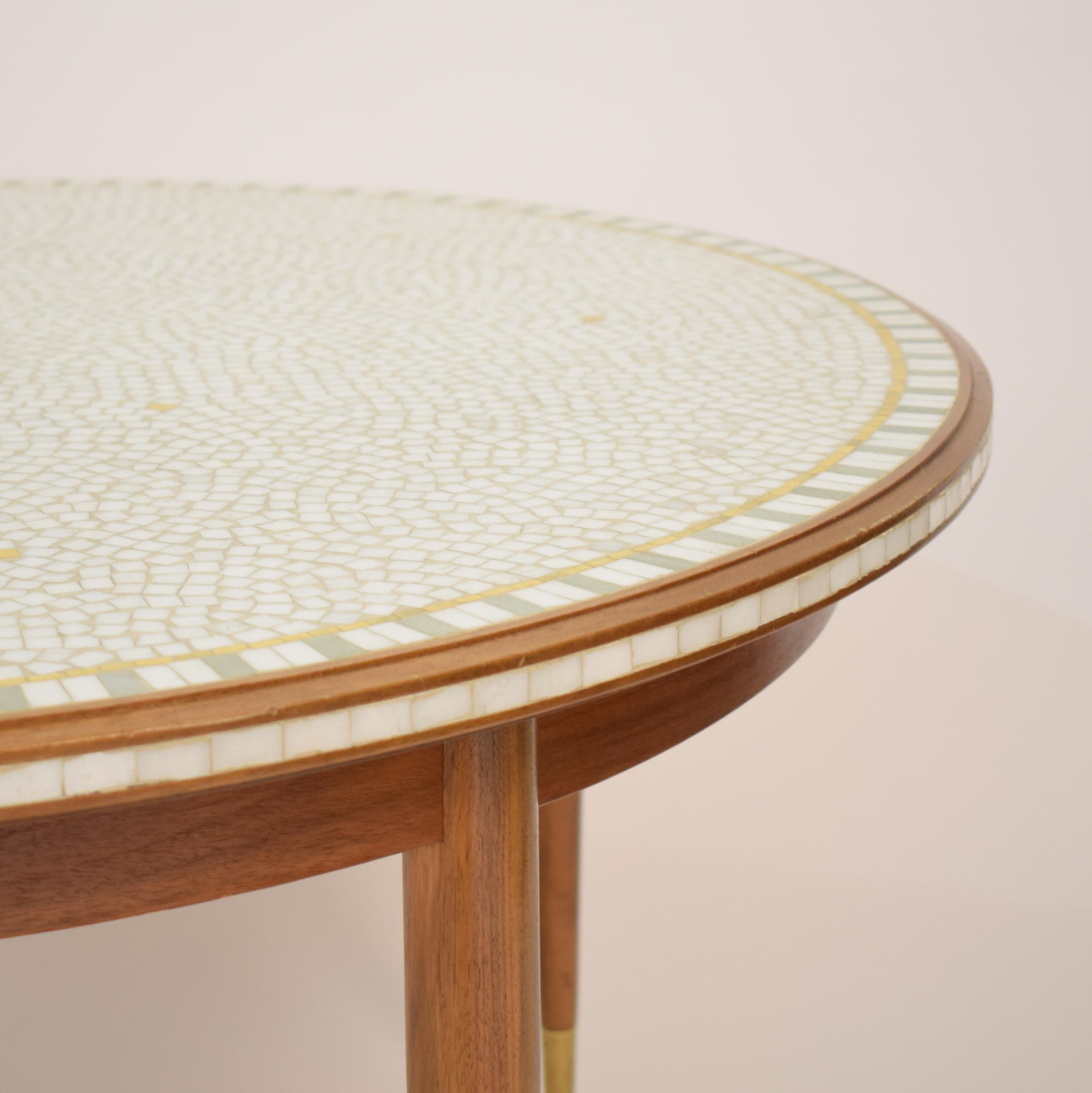 Midcentury Round Mosaic Coffee Table by Berthold Müller with Walnut Base, 1960s 2