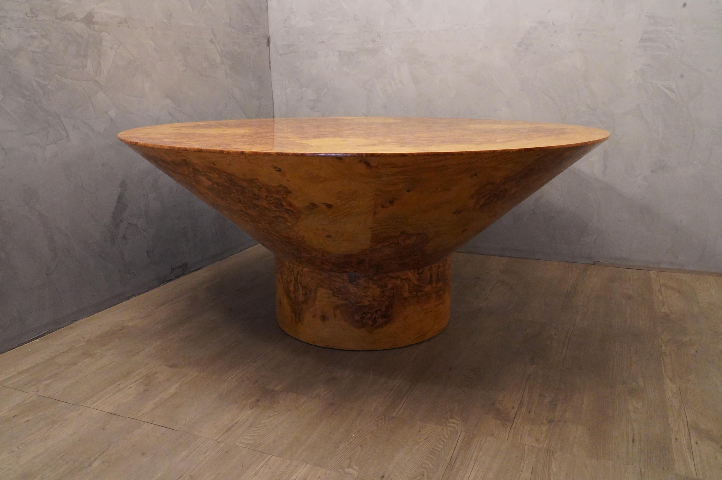 Midcentury Round Olive Burl Wood Table, 1920 In Excellent Condition In Rome, IT