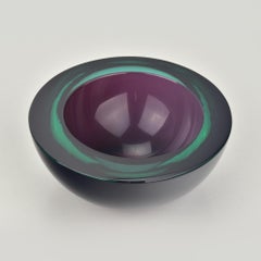 Runde lila Amethystschale „Sommerso“ aus Murano-Kunstglas aus der Mitte des Jahrhunderts, 1960er Jahre