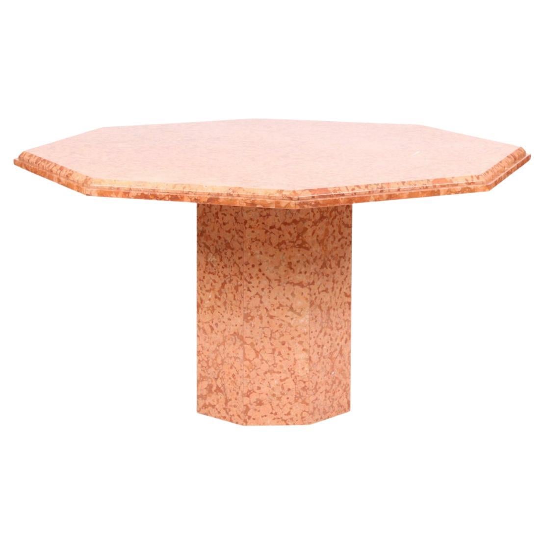 Midcentury Round Rouge Solid Marble Dining Octagon Table