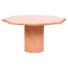 Used Midcentury Round Rouge Solid Marble Dining Octagon Table