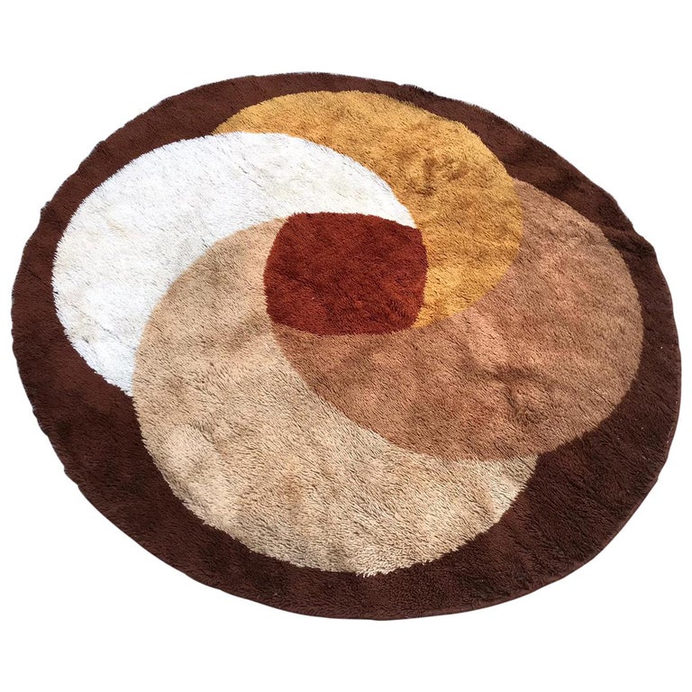 Midcentury Round Rug/Carpet, Denmark, 1960s at 1stDibs