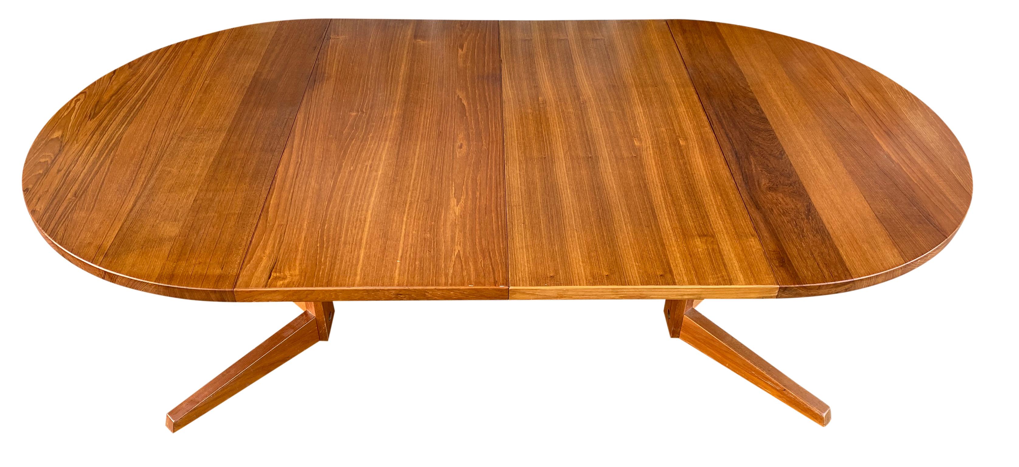 Mid-20th Century Midcentury Round Solid Teak Danish Extension Dining Table by CJ Rosengaarden
