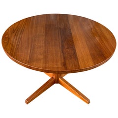 Midcentury Round Solid Teak Danish Extension Dining Table by CJ Rosengaarden