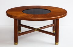 Midcentury Round Teak and Smoked Glass Coffee Table by G-Plan, U.K. 1960s