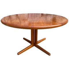 Midcentury Round Teak Danish Extension Dining Table by CJ Rosengaarden