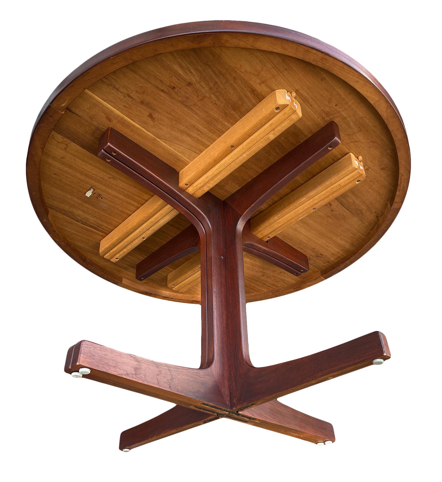 Woodwork Midcentury Round Teak Danish Modern Extension Dining Table 2 Leaves by Moreddi