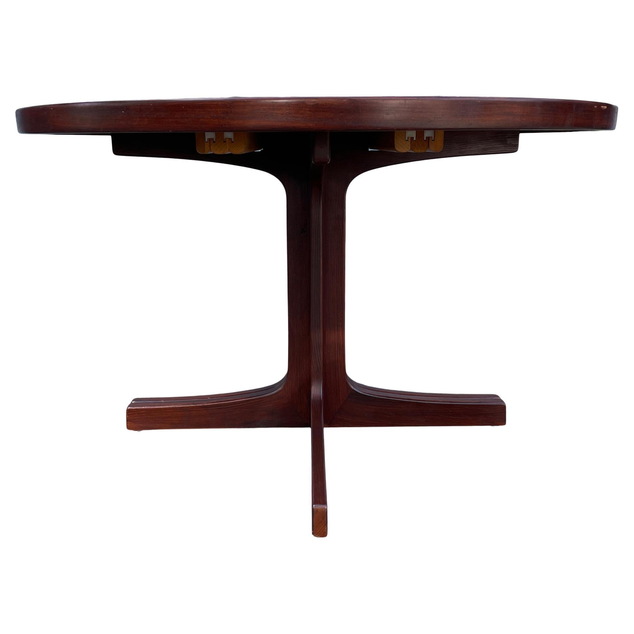 Midcentury Round Teak Danish Modern Extension Dining Table 2 Leaves by Moreddi