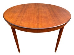 Midcentury Round Teak Danish Modern Extension Dining Table 3 Leaves