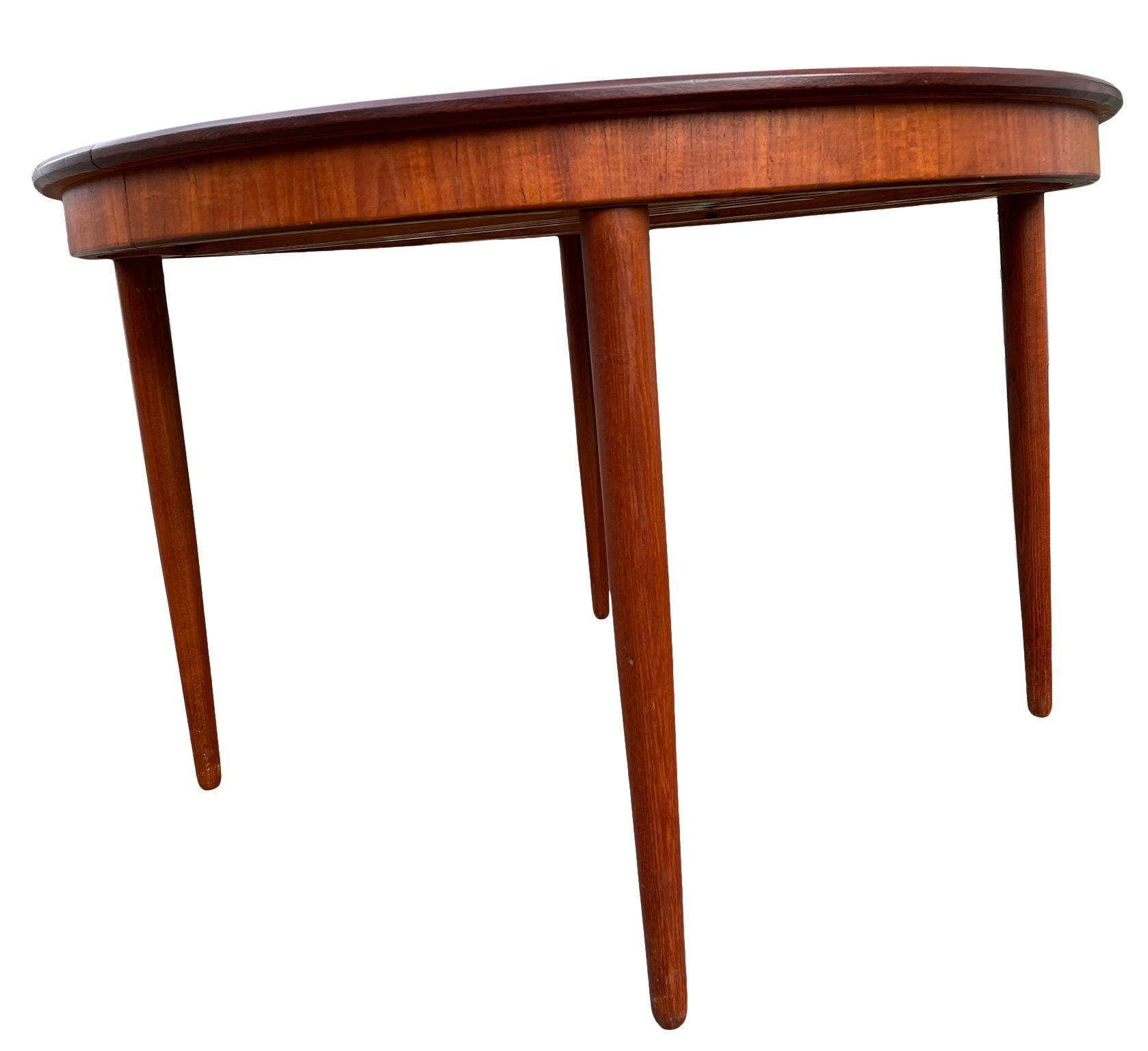 Woodwork Midcentury Round Teak Danish Modern Extension Dining Table 3 Leaves