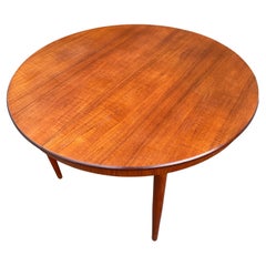 Midcentury Round Teak Danish Modern Extension Dining Table 3 Leaves