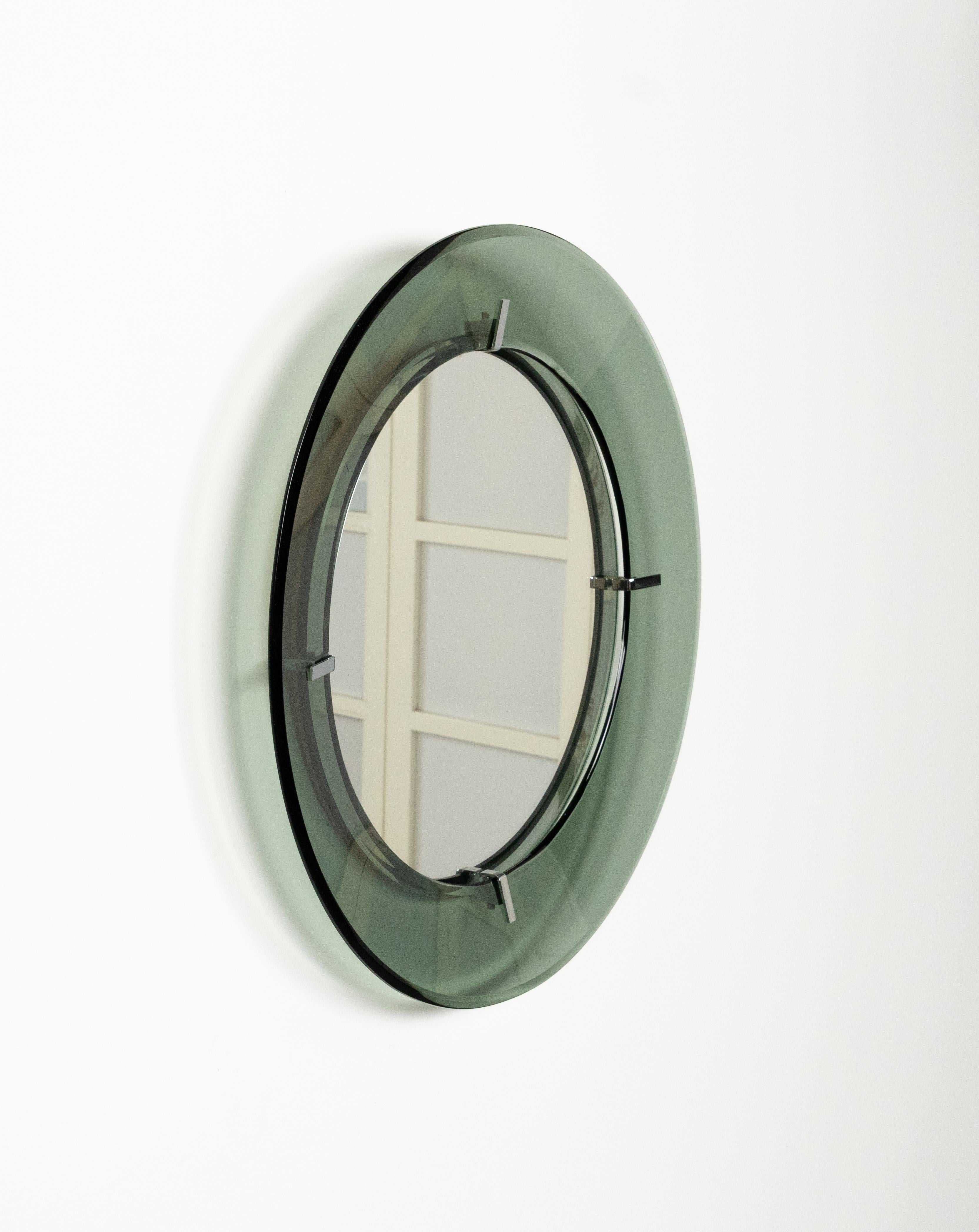 Midcentury Round Wall Glass Mirror by Luigi Fontana for Fontanit, Italy 1950s en vente 4