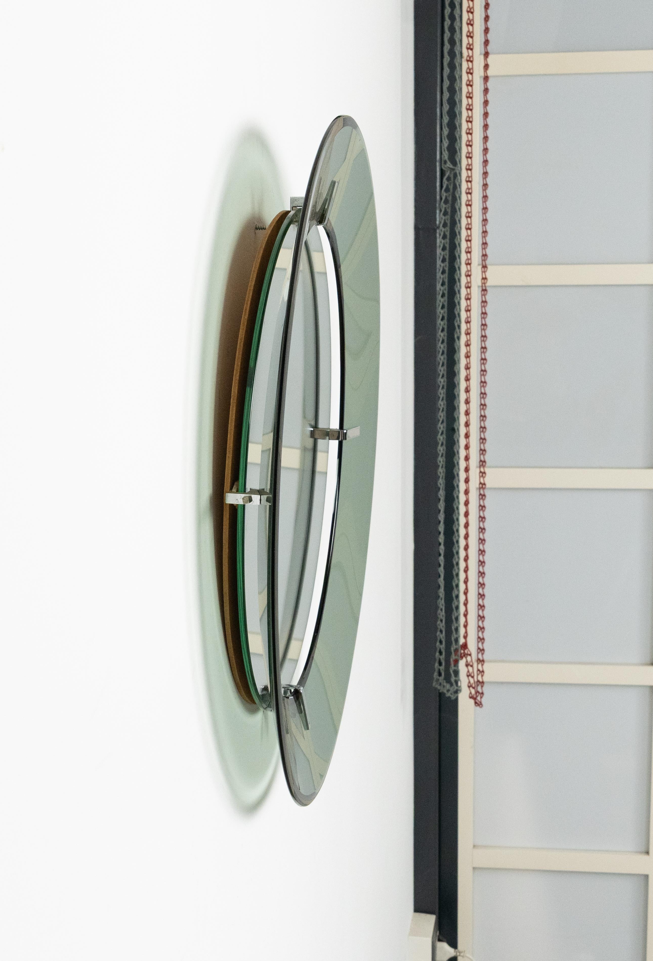 Midcentury Round Wall Glass Mirror by Luigi Fontana for Fontanit, Italy 1950s en vente 5