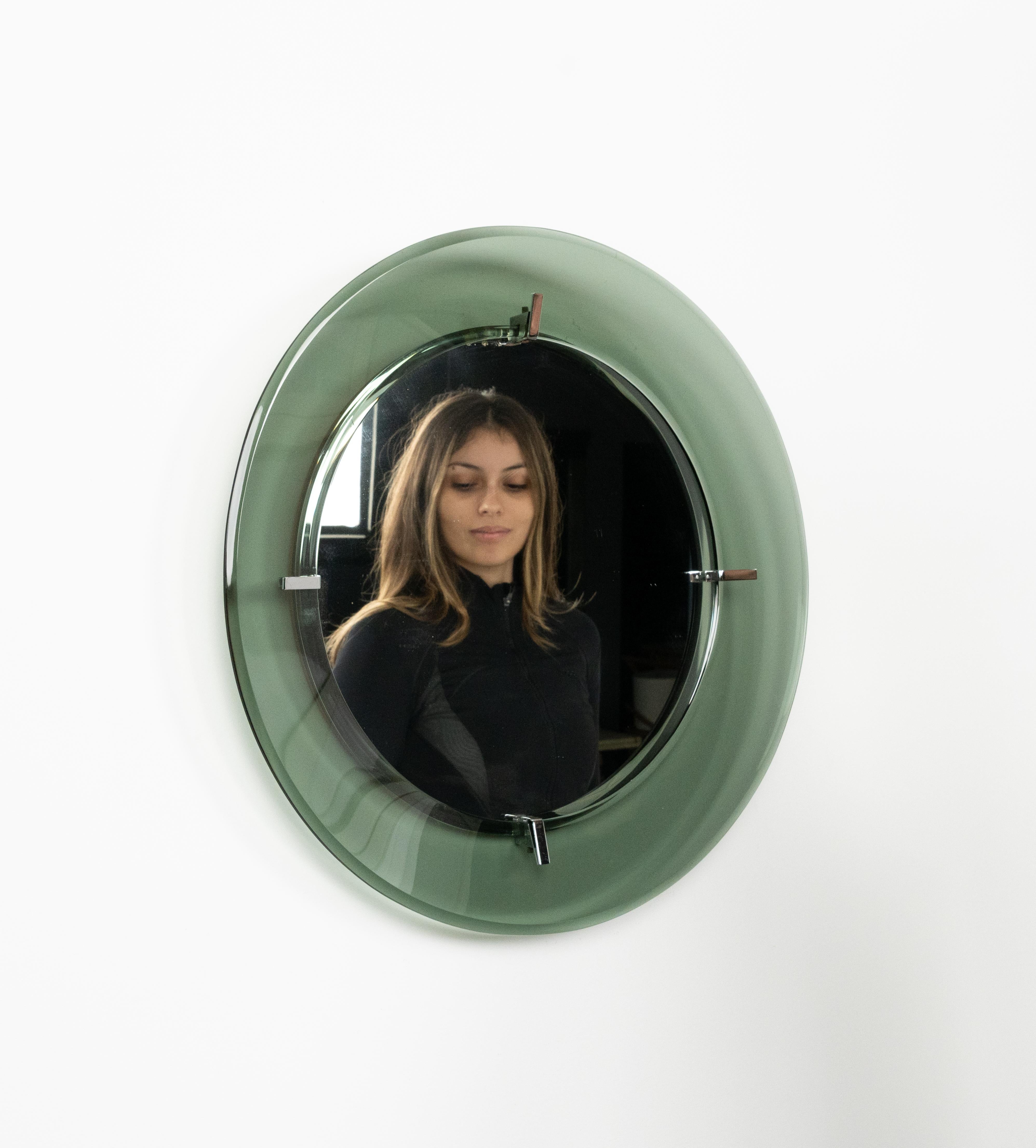 Midcentury Round Wall Glass Mirror by Luigi Fontana for Fontanit, Italy 1950s en vente 7