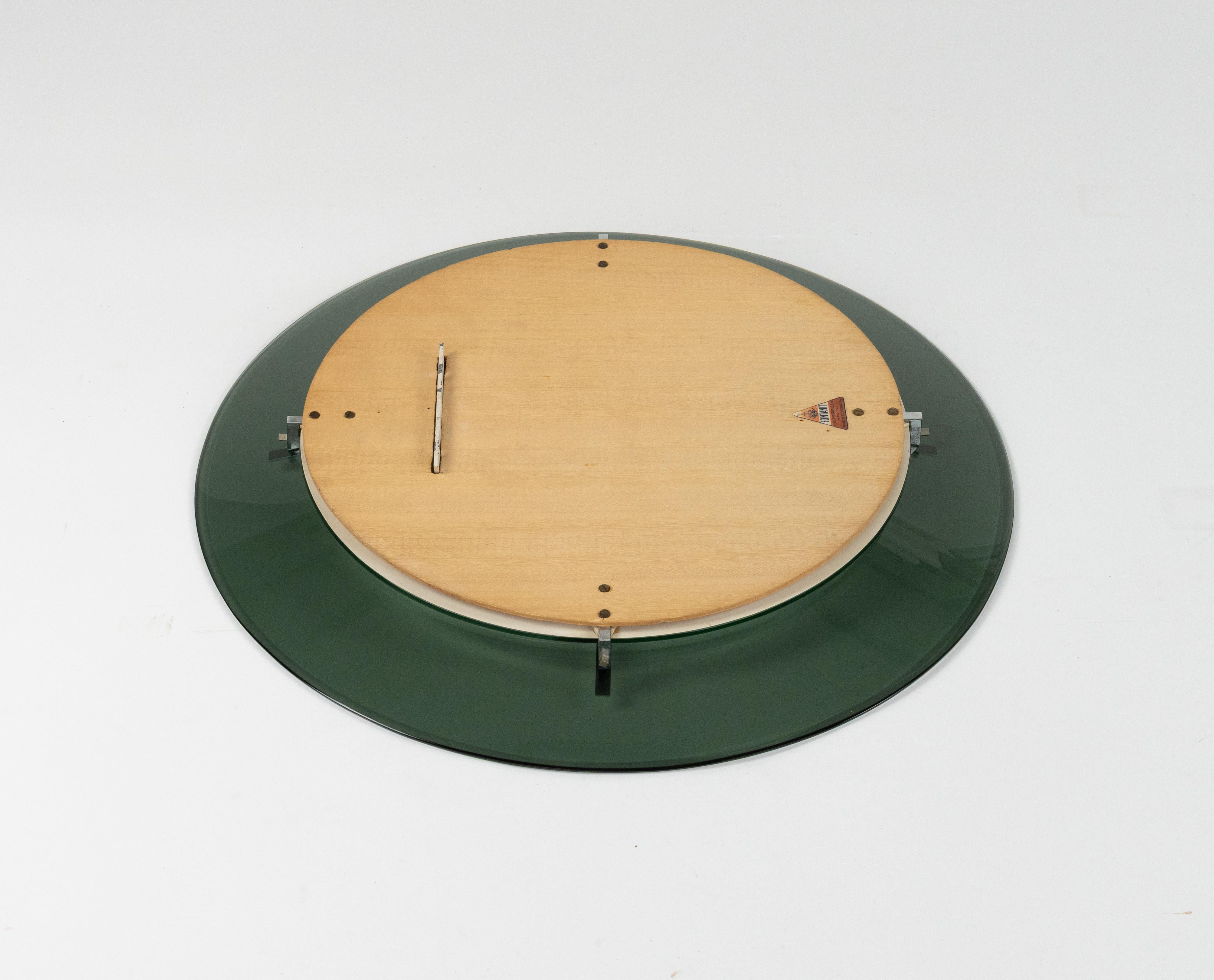 Midcentury Round Wall Glass Mirror by Luigi Fontana for Fontanit, Italy 1950s en vente 10