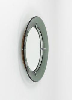 Midcentury Round Wall Glass Mirror by Luigi Fontana for Fontanit, Italy 1950s