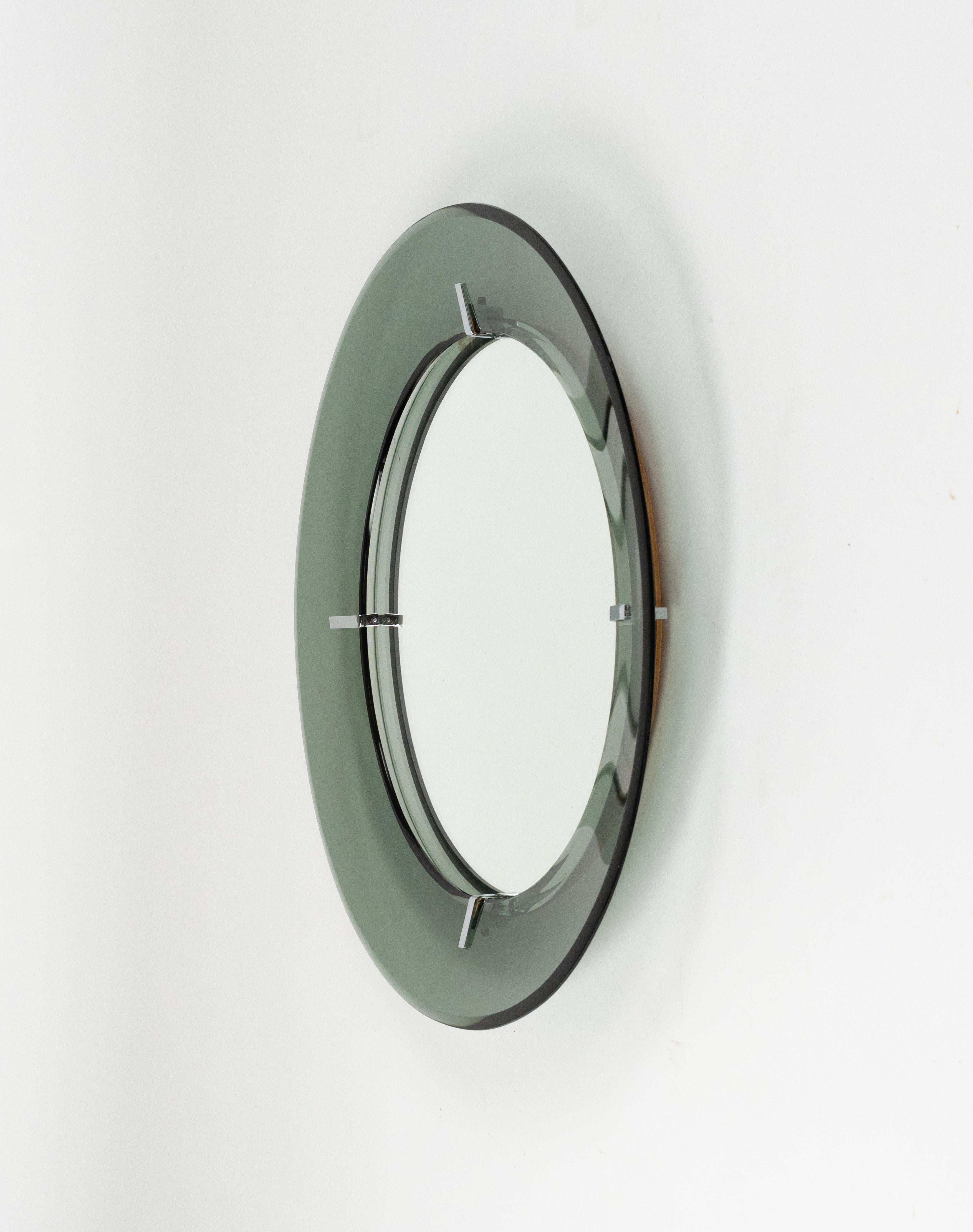 Midcentury Round Wall Glass Mirror by Luigi Fontana for Fontanit, Italy 1950s Bon état - En vente à Rome, IT