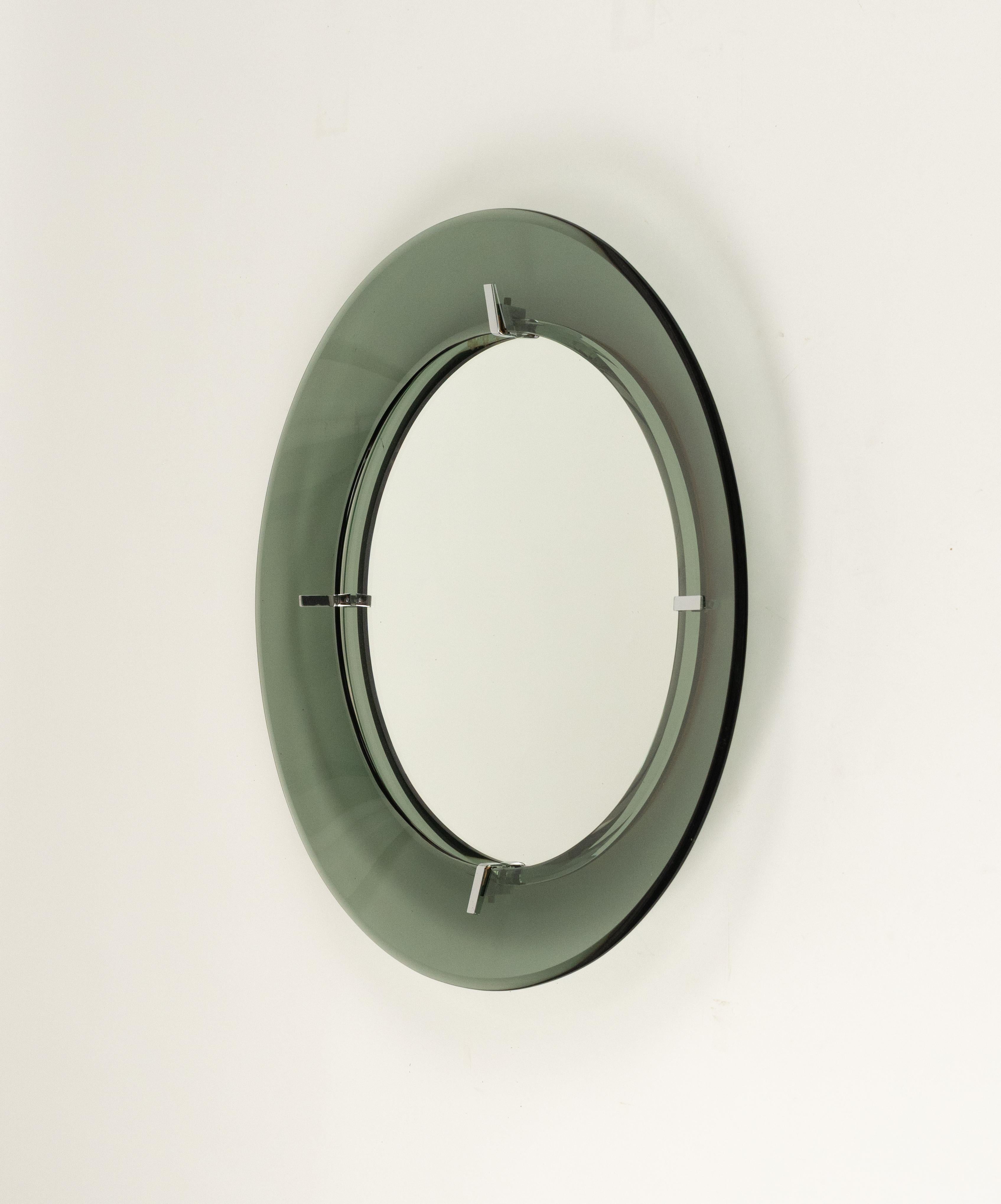 Milieu du XXe siècle Midcentury Round Wall Glass Mirror by Luigi Fontana for Fontanit, Italy 1950s en vente